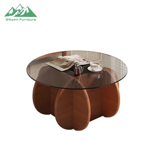 <span class=keywords><strong>Table</strong></span> basse <span class=keywords><strong>ronde</strong></span> <span class=keywords><strong>en</strong></span> <span class=keywords><strong>verre</strong></span> d'art moderne Wayon, plateau <span class=keywords><strong>en</strong></span> <span class=keywords><strong>verre</strong></span> <span class=keywords><strong>trempé</strong></span> brun avec base <span class=keywords><strong>en</strong></span> bois pour salon - Product Image 6