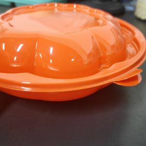 Mangkuk Salad Microwave plastik besar, mangkuk Salad sekali pakai, plastik bulat transparan/Oranye 64oz dengan tutup hewan peliharaan - Product Image 5
