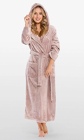 Peignoir en polaire à capuche personnalisé pour femme - Luxe, doux, manches longues, longueur genou, fermeture à cordon, séchage rapide, élégant