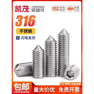 316 Stainless Steel Pointed Set <b>Screws</b> Headless Hex Socket <b>Grub</b> <b>Screw</b> M3 M4 M5 M6 M8 M10 - Product Image 2