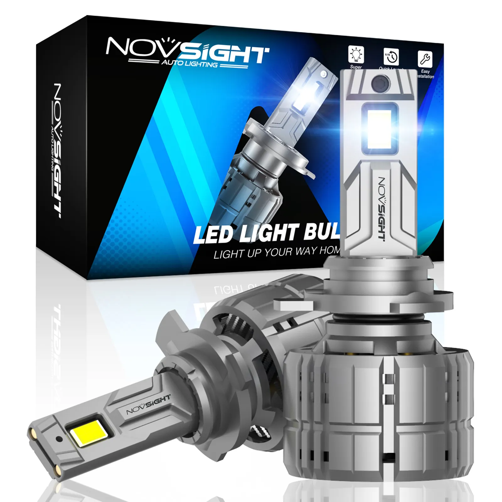 Novsight หลอดไฟ Led N60ที่สว่างที่สุด,เลนส์ไฟหน้ารถยนต์ Led สำหรับ Audi A5 40000Lumen 9005 HB3 9003 HB4 H7 H8 H9 H11