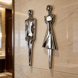 <span class=keywords><strong>Letrero</strong></span> de <span class=keywords><strong>Baño</strong></span> para <span class=keywords><strong>Hombres</strong></span> y Mujeres de Aluminio Aeronáutico con Acabado Electrochapado de Lujo, Adhesivo, con 1 Año de Garantía para Hotel - Product Image 3