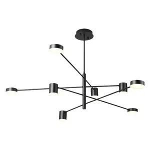 Lustre contemporâneo moderno led preto decorativo, estilo italiano