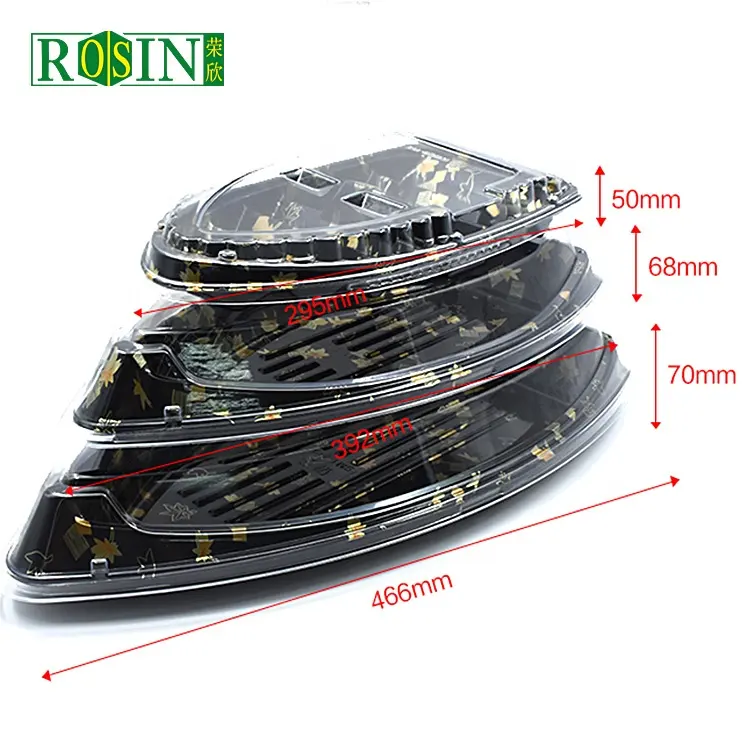 Packaging Sushi Container Boat PLA Trays with Lid Best Price Wholesale PET Plastic Bowls Standard Packing Carton Disposable