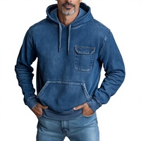 Veste en jean à carreaux pour homme grande taille, hiver, haute qualité, col montant, à capuche, épaisse, en coton délavé, décontractée, manches longues, boutonnée, bleue