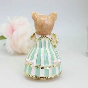 SHINNYGIFTS esmaltado princesa <span class=keywords><strong>gato</strong></span> baratija cajas con bisagras mano PainteJewelry caja cristal decorativo Animal coleccionable figurita - Product Image 5