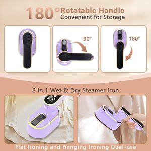 Plancha de Vapor Portátil Plegable con Pantalla LCD 110V/220V, Mini Plancha de Vapor Eléctrica de Mano para Ropa - Product Image 3