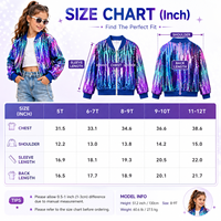 Veste bomber à paillettes pour filles, manteau scintillant pour spectacle de danse, tenue de scène pour enfants, veste zippée à paillettes pour fête