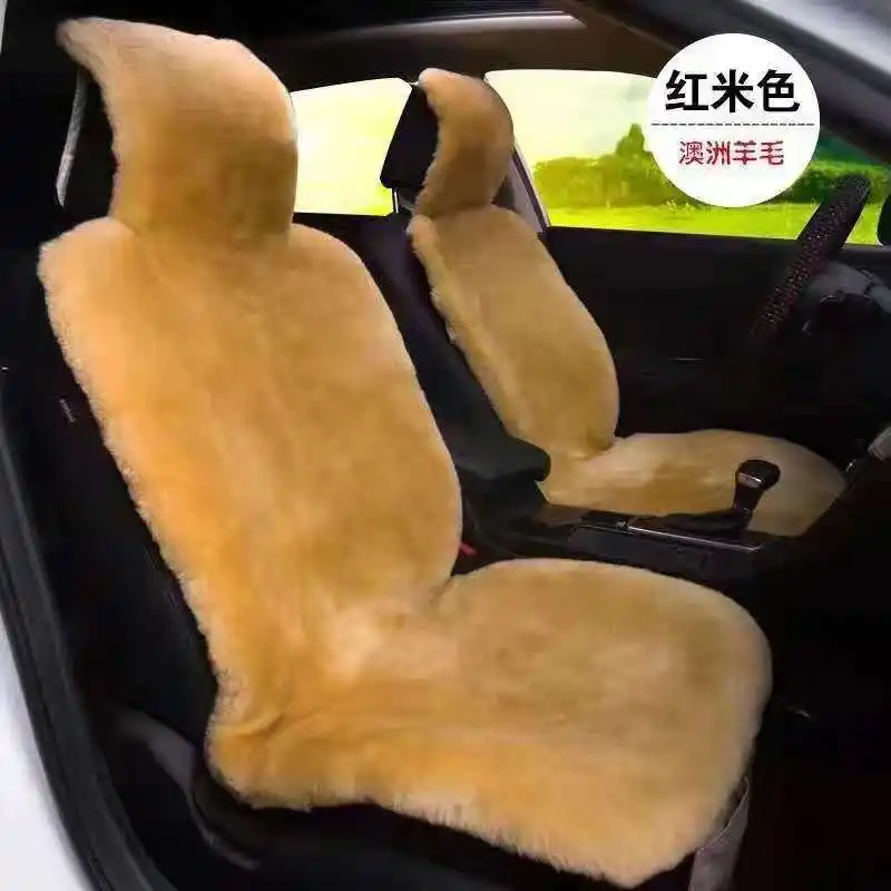 Fundas de asiento de coche para hombre y mujer, talla Universal, lana, piel de oveja, para adultos