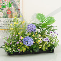 Boîte à fleurs d'extérieur haut de gamme style pastoral avec fleurs et plantes artificielles réalistes (Chrysanthèmes et autres)
