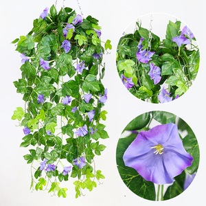 Plantes artificielles de type Morning Glory de Old Farmer Plants, 90 cm, fleurs en plastique et soie suspendues pour décorations intérieures et extérieures - Product Image 1