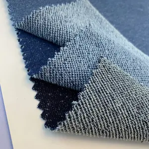 Hot Sale Diamond Stretchy Jeans Fabric Indigo Blue Silver Thread Denim Fabric