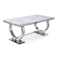 Table à manger minimaliste japonaise avec plateau en marbre, aspect marbre, rectangulaire, ensemble de 6, pieds en métal imperméables, personnalisation élégante