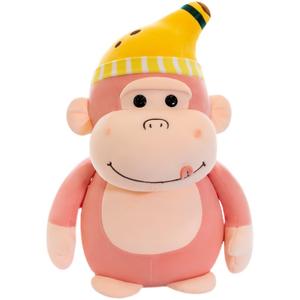 Peluche singe mignon avec chapeau banane, jouet en peluche pour décorations de fête sur le thème de la jungle tropicale, cadeaux d'anniversaire pour enfants - Product Image 6