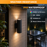 Lampe murale LED ronde à double tête, étanche IP65, éclairage vers le haut et vers le bas, RGB RGBW, pour extérieur, jardin, cour