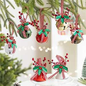 Christmas Tree Festive Decorations New Year's Bow Bell Ornaments with <b>Battery</b> Power Window Display Wind Chimes - Product Image 1