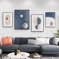 Art mural moderne bleu doré abstrait graphique affiche luxe Style créatif maison salon décor cristal porcelaine peinture