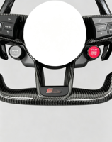 Volant sport personnalisé RS en fibre de carbone de luxe, cuir véritable, LED, démarrage à un bouton, pour mise à niveau Audi