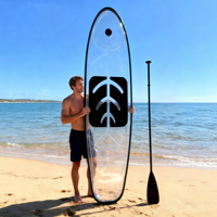 Planche de paddle gonflable transparente haut de gamme avec matériau PC Drop Stitch, écologique et portable pour les eaux océaniques
