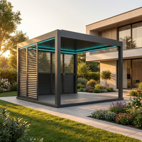 Pergola autoportante en aluminium avec toit à lames motorisées et auvent extérieur imperméable pour patio arrière