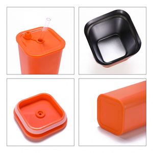 Custom logo square Double Layer Stainless Steel Travel <b>Coffee</b> Mug Vacuum Insulated <b>Coffee</b> Cups with Lid and Straw - Product Image 2