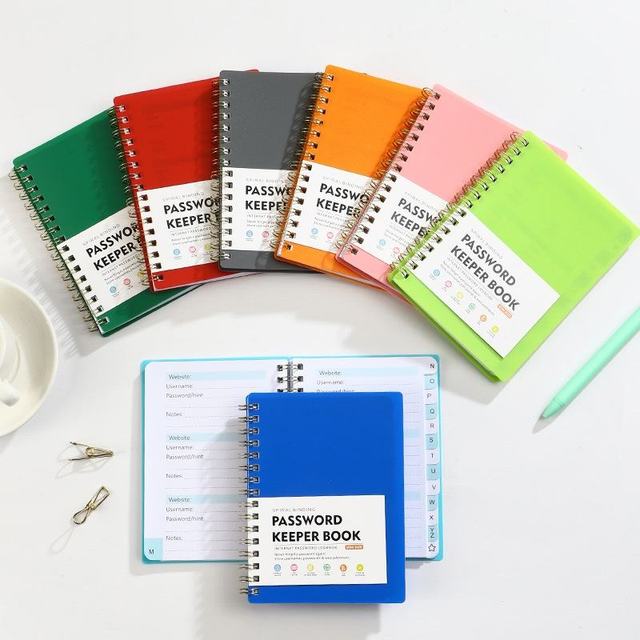 Ready Stock Password Keeper Spiral Coil Notebook A6 Gift PP Cover 56 Sheets Custom Letter Label Index Notepad Business Meeting