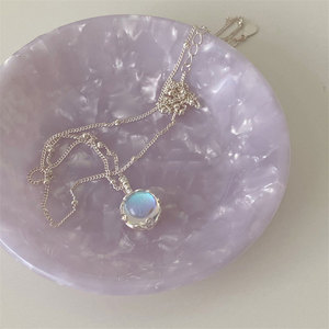 Collar de piedra lunar en forma de flor con tres capas de baño electrolítico para mujer, con un estilo de lujo ligero al estilo de <span class=keywords><strong>Instagram</strong></span>. - Product Image 3