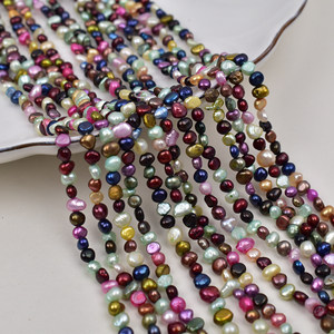 Collar de Perlas Barrocas Naturales de Agua Dulce de 4-5 mm, Perlas Sueltas con Orificio Lateral Pequeño de Doble Cara - Product Image 3