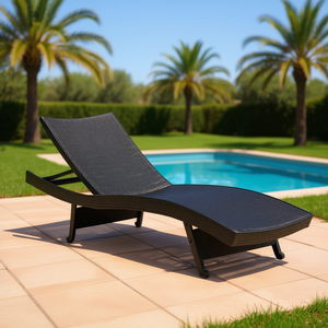 Lettino Prendisole Homeera 201x71x39cm in Rattan PE con Telaio in Ferro, Reclinabile, Arredo da Esterno per Patio, Design Moderno, Schienale Solido - Product Image 2