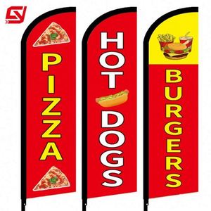 Drapeaux et Bannières Personnalisés en Polyester 100% Imprimés Numériquement, Vente en Gros Usine, Drapeaux Plume Flying Burgers - Product Image 1