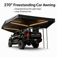 Auvent de voiture pliable en forme d'éventail à montage rapide 270 degrés, toit rigide en Oxford 420D imperméable et anti-UV pour SUV et camping