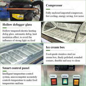 Vitrina Exhibidora de Helados Redonda, 12 Sabores, Comercial, Italiana, la Mejor, Congelador para Helados en China - Product Image 4