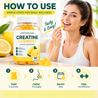 Gummies de créatine 4,5g 90 unités Véganes Énergie Soutien Musculaire Saveur Citron pour Hommes et Femmes Forme Personnalisée OEM ODM HALAL