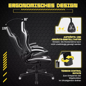 Échantillon gratuit Fauteuil pivotant inclinable pour joueur de course sportive Meilleur dossier haut en cuir noir pour enfants Chaise de jeu Pubg Ultra Anime - Product Image 4