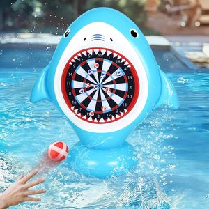 Shark-themed <b>Inflatable</b> Pool Dartboard <b>Game</b> with Sticky Darts - Product Image 1