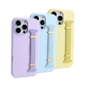 เคสโทรศัพท์ซิลิโคนเหลวสีล้วนพร้อมสายรัดข้อมือสำหรับ <span class=keywords><strong>iPhone</strong></span> 15 16 17 <span class=keywords><strong>PRO</strong></span> MAX 2025เทรนด์ใหม่ - Product Image 1