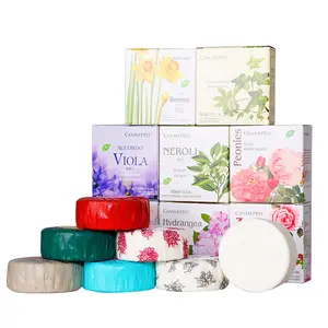 No chemical composition cheap wholesale disposable floral circular soap hotel OEM