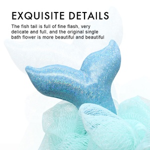 Tùy chỉnh-hỗ trợ vật liệu an toàn Nàng Tiên Cá Đuôi Cá mập bướm dinosaure 25g Lưới tắm pouf trẻ em dễ thương tắm bọt biển W/phim hoạt hình thiết kế - Product Image 5