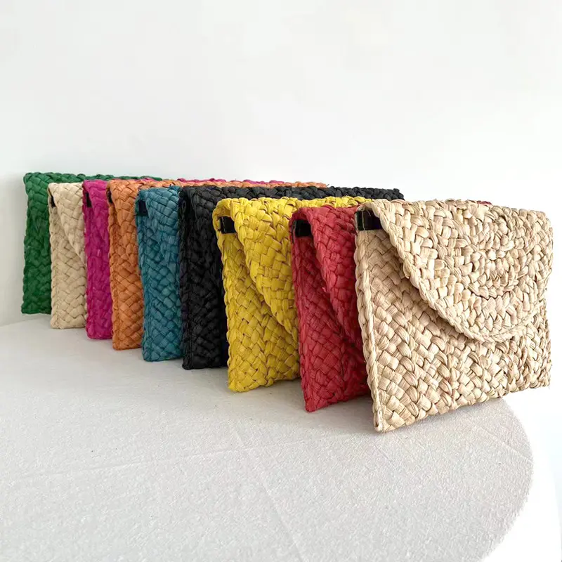 Mısır cilt yastık tipi el düzenlenen saman dokuma çanta plaj dokuma kadın taşınabilir küçük kare çanta