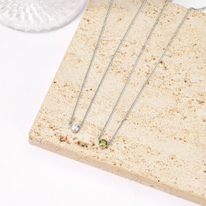 Collana Minimalista Solitario con Zirconia Cubica Rotonda in Acciaio Inossidabile 316L Placcato Oro PVD 18K, Girocollo Delicato per <span class=keywords><strong>Donna</strong></span>, Vendita all'Ingrosso - Product Image 4