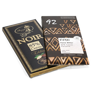 Boîte en carton noir <span class=keywords><strong>de</strong></span> luxe avec logo personnalisé, dorée à chaud, prix d'usine, pour chocolat noir et biscuits, vente en gros - Product Image 2