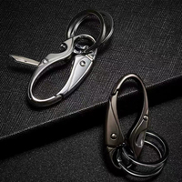 Porte-clés ovale de luxe en acier inoxydable, design guitare, double anneau, multifonctionnel, impression UV, petit couteau, pour affaires et créativité
