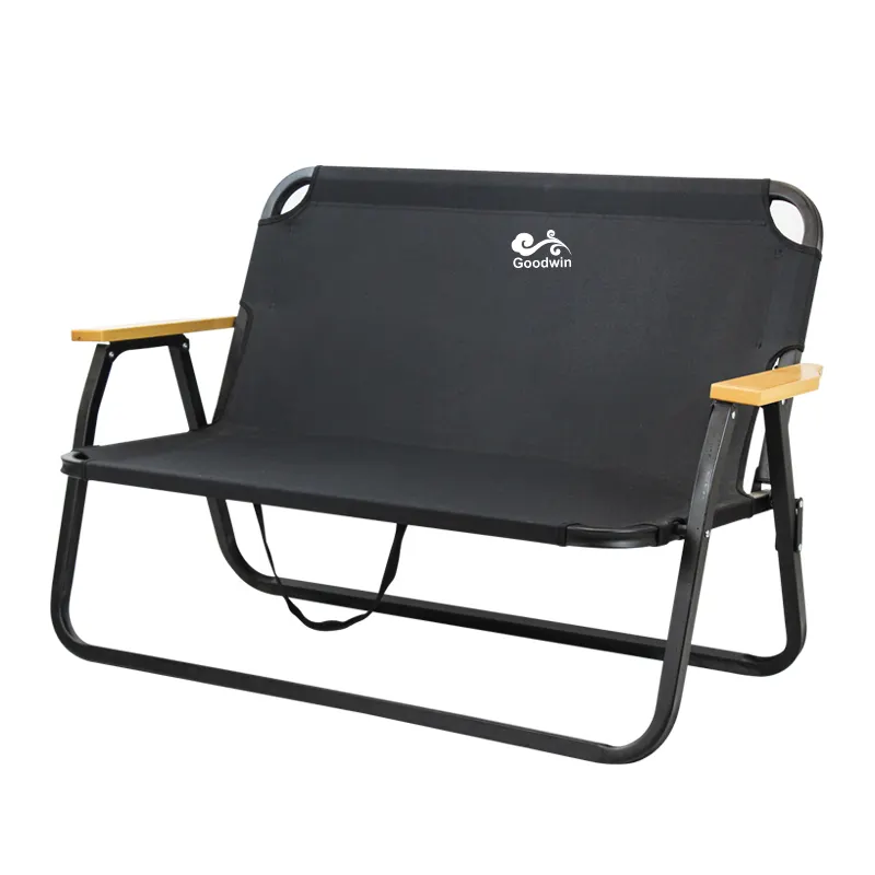 Outdoor Iron Frame Camping Double Seat Two Person Folding Chair Portable Camping Chair