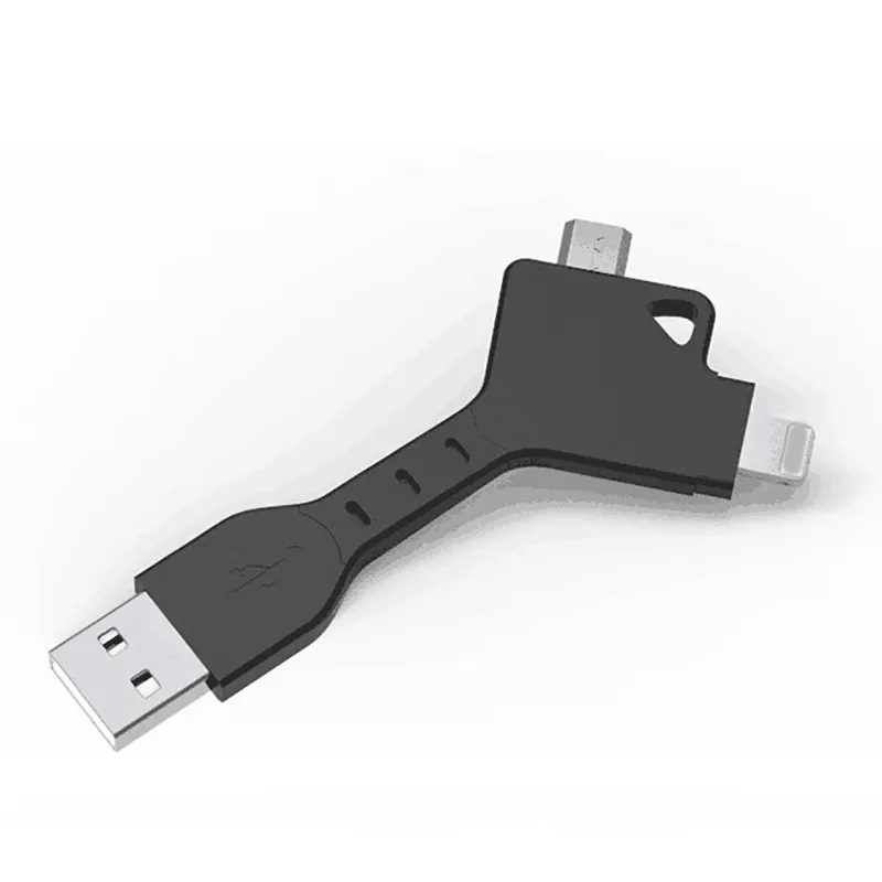 Universal 2 in 1 Key Chain แหวน USB Charger สำหรับโทรศัพท์สมาร์ท