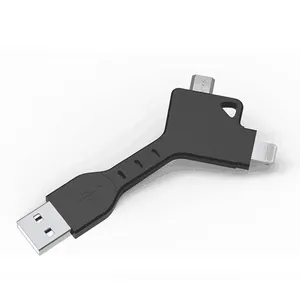 Universal 2 en 1 anillo de cadena de Cable de cargador USB para teléfono inteligente