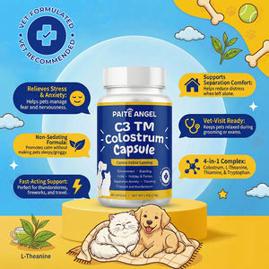 Cápsulas Personalizadas de Complejo Calmante de Colostrum para Aliviar la <span class=keywords><strong>Ansiedad</strong></span> <span class=keywords><strong>en</strong></span> Perros y Gatos, con L-Teanina y Triptófano, Suplemento Antiestrés para Mascotas Sin Efecto Somnoliento - Product Image 1