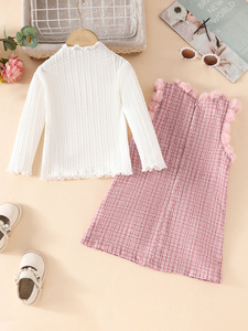 ชุดเซ็ตสองชิ้นสำหรับเด็กผู้หญิง ฤดูใบไม้ร่วง ฤดูหนาว เสื้อสเวตเตอร์ผูกโบว์พร้อมผ้าคลุมไหล่ กระโปรง ชุดเสื้อสเวตเตอร์เด็กทันสมัย ชุดเสื้อผ้าเด็กผู้หญิง ขนาด 80-140 ซม. - Product Image 2