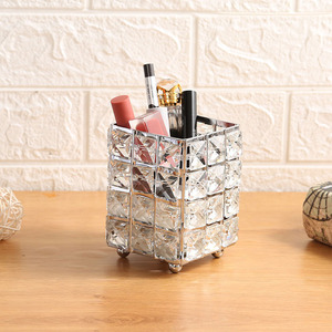 European Style Crystal Glass <b>Nail</b> Storage Box Acrylic Manicure Tools Organizer Display Pen Container Cosmetic Brushes <b>Desk</b> Decor - Product Image 4