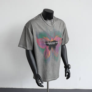 Camiseta de Manga Corta para <span class=keywords><strong>Hombre</strong></span>, Estilo Americano, Marca Moderna, Corte Holgado, Lavada, con Estampado de Letras Vintage, Transpirable, A25AFY3695 - Product Image 3