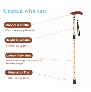 Bastón Ligero de Fibra de Carbono, Antideslizante, Diseño Plegable, Longitud Ajustable, Ayuda de Movilidad <span class=keywords><strong>para</strong></span> Personas Mayores, Capacidad de 100 kg - Product Image 3